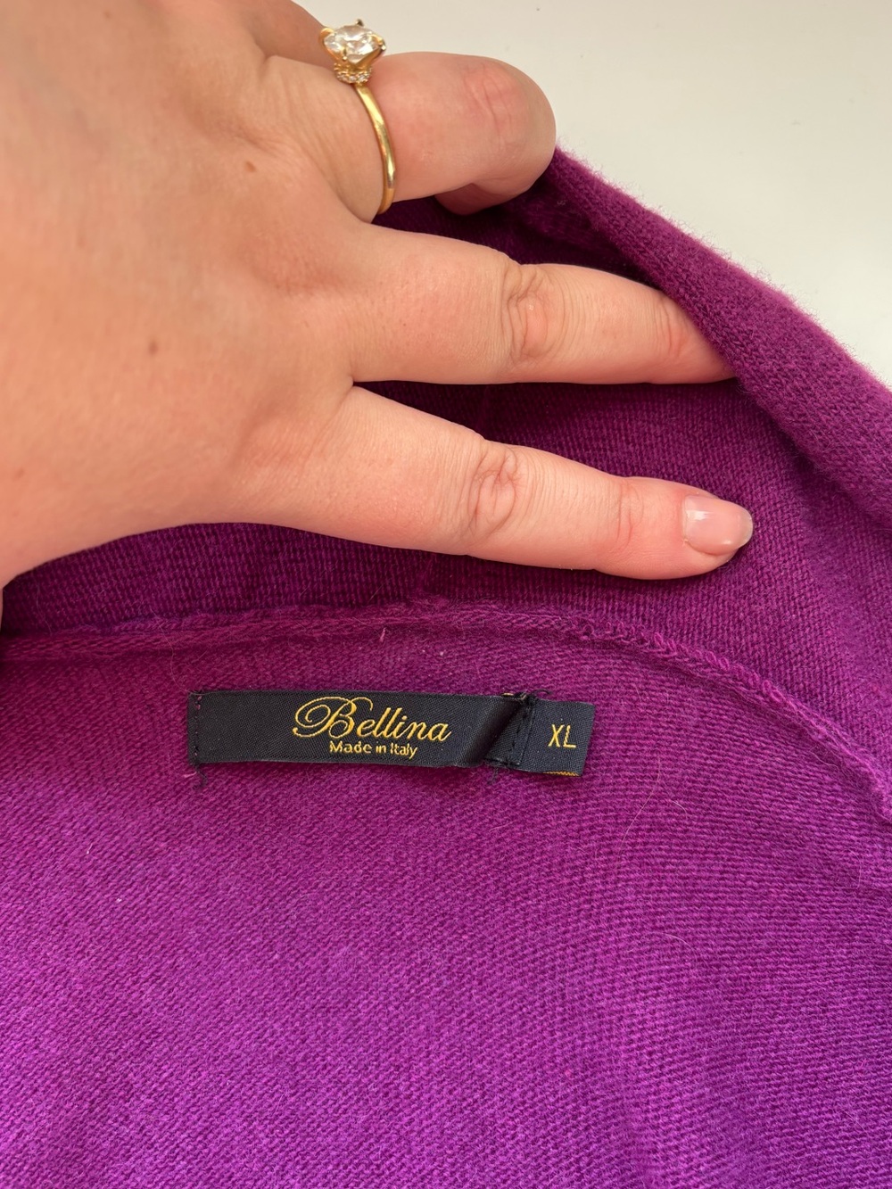 BELLINA wool and cashmere purple plum cardigan XL - Picture 6 of 7